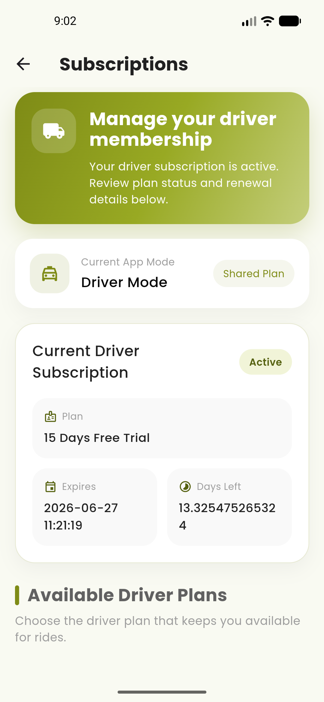 TOGO membership dashboard